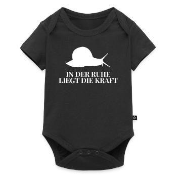 In der Ruhe Liegt Die Kraft - Schnecke Spruch - Baby Premium Kurzarmbody - Schwarz - Vorne