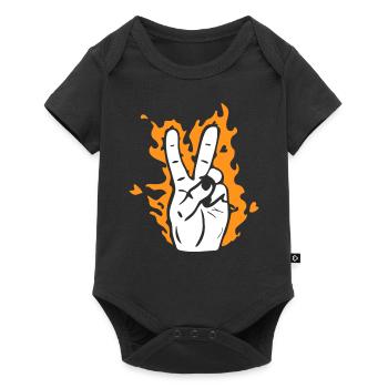 Signe de Paix - Body à manches courtes Premium Bébé - noir - Devant