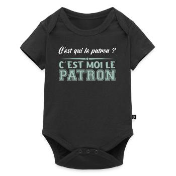 Patron C est Moi Le Patron Papa Idée Cadeau Papy - Body à manches courtes Premium Bébé - noir - Devant