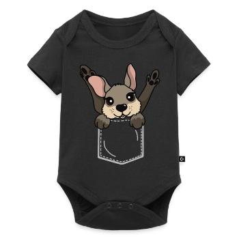 Pocket Cute Baby Wallaby (Kangaroo) - Baby Premium short-sleeve bodysuit - black - Front