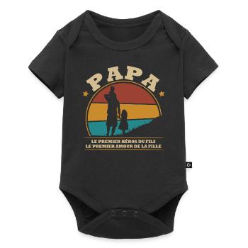 Papa: le premier héros du fils - Body à manches courtes Premium Bébé - noir - Devant
