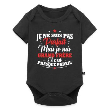 Je ne suis pas parfait mais je suis grand frère - Body à manches courtes Premium Bébé - noir - Devant