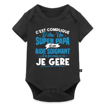 Un super papa et un aide soignant - Body à manches courtes Premium Bébé - noir - Devant