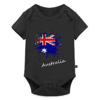 Australien Splash Kleks Retro Look Australia - Baby Premium Kurzarmbody - Schwarz - Vorne