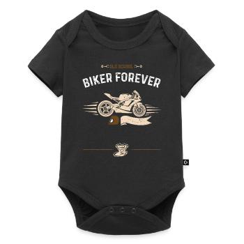 Old School Biker Forever - Baby Premium Kurzarmbody - Schwarz - Vorne
