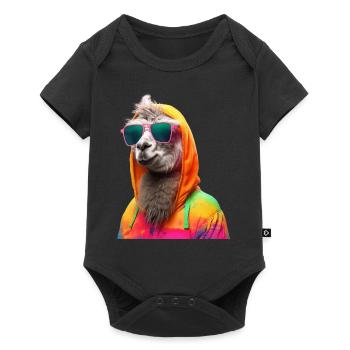Llama with Sunglasses Colorful Cool Alpaca Llama - Baby Premium short-sleeve bodysuit - black - Front