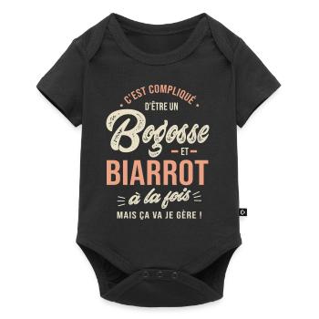Biarrot Bogosse Cadeau Humour Biarritz 64 - Body à manches courtes Premium Bébé - noir - Devant