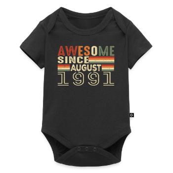 August 1991 Vintage Birthday Gift 33 Year Old - Baby Premium short-sleeve bodysuit - black - Front