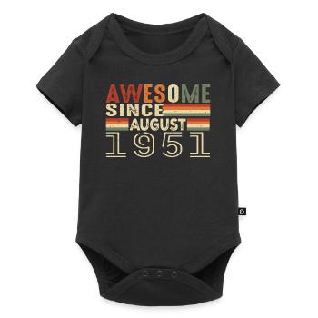 August 1951 Vintage Geburtstagsgeschenk 73 Jahre - Baby Premium Kurzarmbody - Schwarz - Vorne