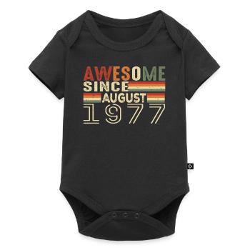 August 1977 Vintage Birthday Gift 47 Year Old - Baby Premium short-sleeve bodysuit - black - Front