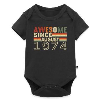 August 1974 Vintage Geburtstagsgeschenk 50 Jahre - Baby Premium Kurzarmbody - Schwarz - Vorne
