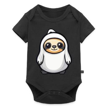 Faultier Halloween Comic Geist - Baby Premium Kurzarmbody - Schwarz - Vorne