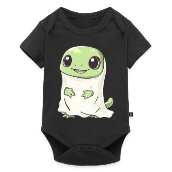 Lézard Halloween Bande dessinée Fantôme - Body à manches courtes Premium Bébé - noir - Devant