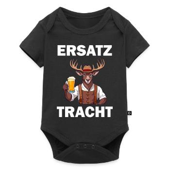 Lederhose Hirsch Tracht Bayrisch Trachten Ersatz - Baby Premium Kurzarmbody - Schwarz - Vorne