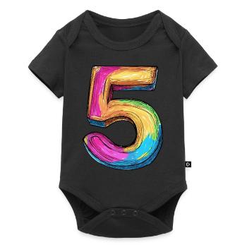 5 Numéro Coloré - Body à manches courtes Premium Bébé - noir - Devant
