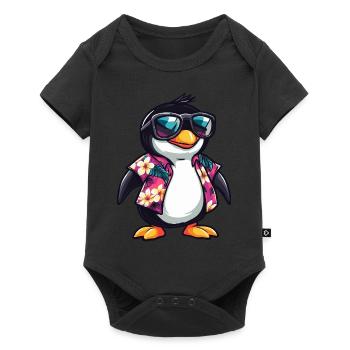 Pinguin Comic Lustig Sommer - Baby Premium Kurzarmbody - Schwarz - Vorne