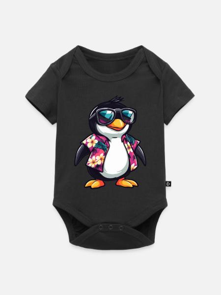 Pinguin Comic Lustig Sommer - Baby Premium Kurzarmbody - Schwarz