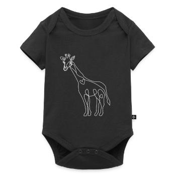 Giraffe Zoo Geschenk Geburtstag lineart - Baby Premium Kurzarmbody - Schwarz - Vorne