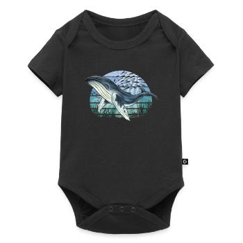 Retro underwater world with humpback whale - Baby Premium short-sleeve bodysuit - black - Front