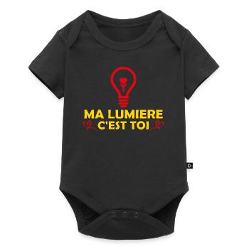 Saint Valentin Ma lumière c'est toi Cadeau Copine - Body à manches courtes Premium Bébé - noir - Devant