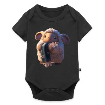 Cute sheep with scarf - Baby Premium short-sleeve bodysuit - black - Front