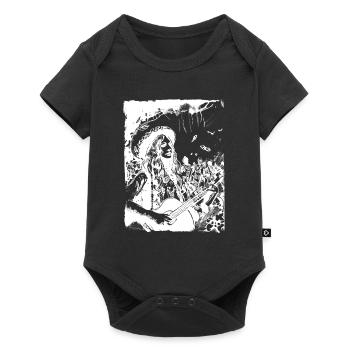 Black and white hippie portrait woman at Woodstock - Baby Premium short-sleeve bodysuit - black - Front