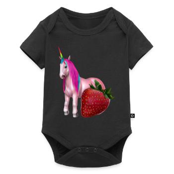 Licorne à la fraise - Body à manches courtes Premium Bébé - noir - Devant
