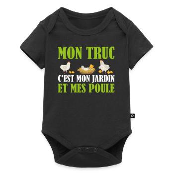 Mon Truc C'est Mon Jardin | Cadeau Jardinier - Body à manches courtes Premium Bébé - noir - Devant