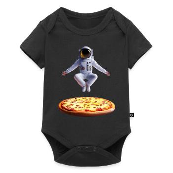 Astronaute planant au-dessus d’une pizza - Body à manches courtes Premium Bébé - noir - Devant