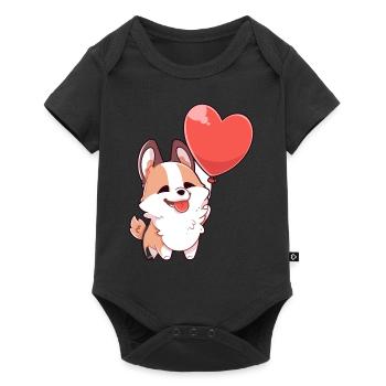Corgi Dog Kawaii Cartoon Pet jouant avec des ballons - Body à manches courtes Premium Bébé - noir - Devant