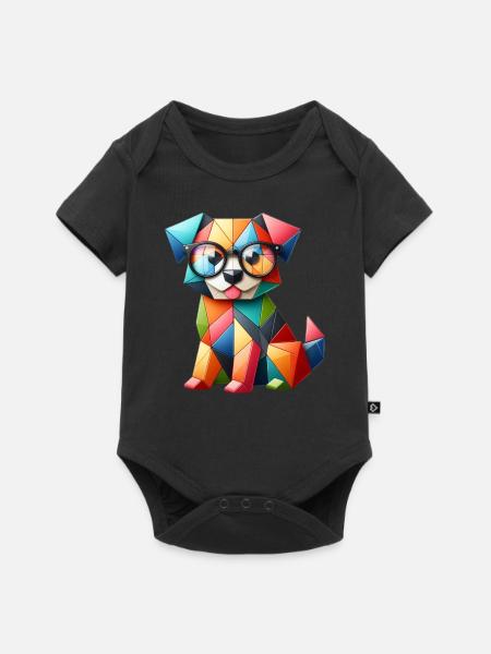 Abstrakter Babyhund mit Brille - Baby Premium Kurzarmbody - Schwarz