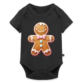 Fröhlicher Lebkuchenmann Illustration - Baby Premium Kurzarmbody - Schwarz - Vorne