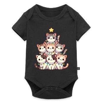 Christmas Cat Tree with Lights - Baby Premium short-sleeve bodysuit - black - Front