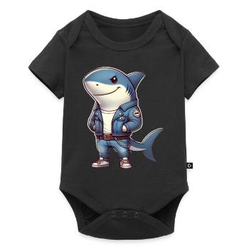 Cool Shark in Denim Jacket Design - Baby Premium short-sleeve bodysuit - black - Front