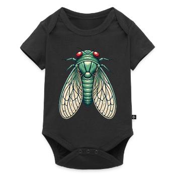 Illustration de cigale verte vintage - Body à manches courtes Premium Bébé - noir - Devant