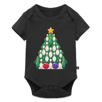 Bowling Christmas Tree Holiday Design - Baby Premium short-sleeve bodysuit - black - Front