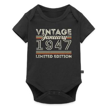 January 1947 Born in 1947 - Birthday January 1947 - Baby Premium short-sleeve bodysuit - black - Front