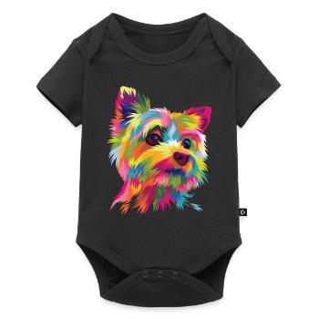Popart Dog Comic Yorkshire Terrier Yorkie - Body à manches courtes Premium Bébé - noir - Devant