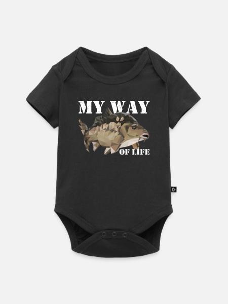 Spiegelkarpfen - Karpfen Angeln - Baby Premium Kurzarmbody - Schwarz