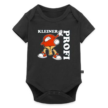 Kleiner Profi - Tischtennis Junge - Baby Premium Kurzarmbody - Schwarz - Vorne