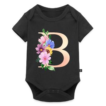 lettre B fleurie - Body à manches courtes Premium Bébé - noir - Devant