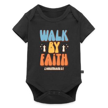 Walk by Faith Christian Verses Jesus Cross - Baby Premium short-sleeve bodysuit - black - Front