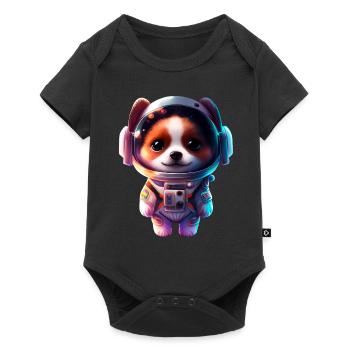 mignon Korgi dans une combinaison spatiale - Body à manches courtes Premium Bébé - noir - Devant