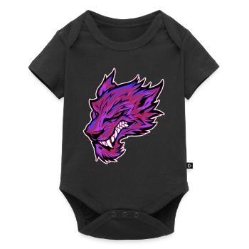 Tête de loup Tatouage Tête de Loup Graffiti Rose - Body à manches courtes Premium Bébé - noir - Devant