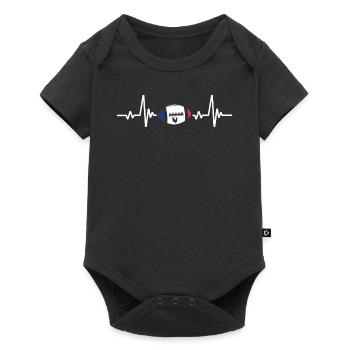 Rugby heartbeat - Baby Premium short-sleeve bodysuit - black - Front