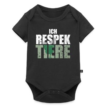 Ich Respektiere Tiere Tierschutz Huhn Vegan - Baby Premium Kurzarmbody - Schwarz - Vorne
