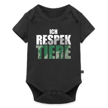 Ich Respektiere Tiere Tierschutz Schwein Vegan - Baby Premium Kurzarmbody - Schwarz - Vorne