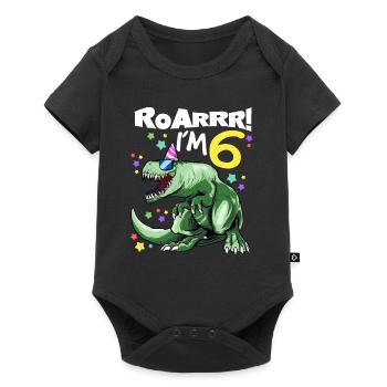 ROAR I'm 6 years old - T REX Birthday DINO - Baby Premium short-sleeve bodysuit - black - Front