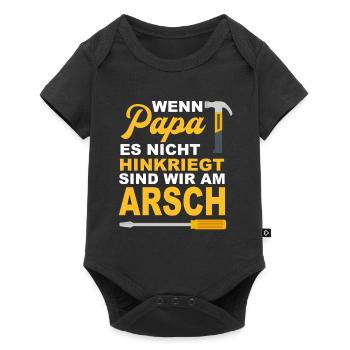 Père, papa, fête des pères, - Body à manches courtes Premium Bébé - noir - Devant