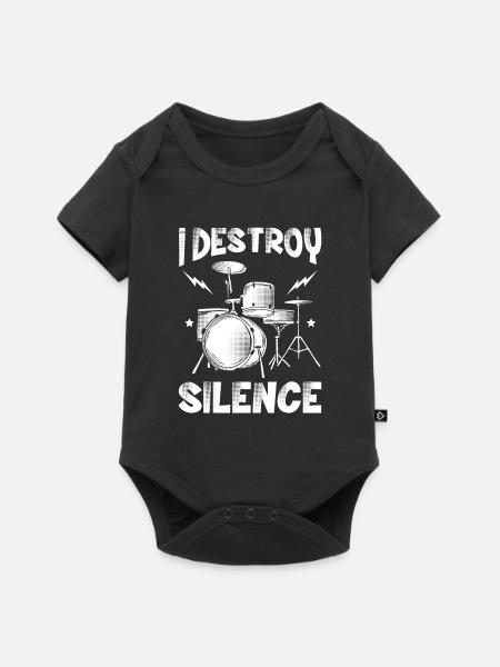Drum Drummer I Détruire Silence Rock Drums - Body à manches courtes Premium Bébé - noir
